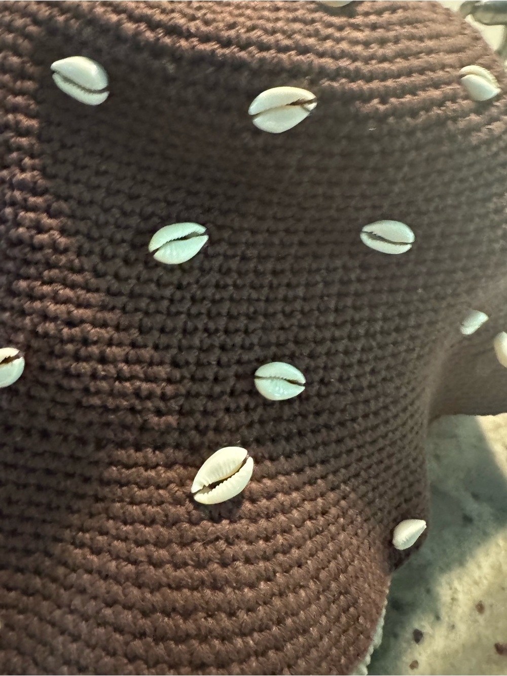 Wyeth/free people Brown Crochet Shell-Appliqué Women's bucket hat